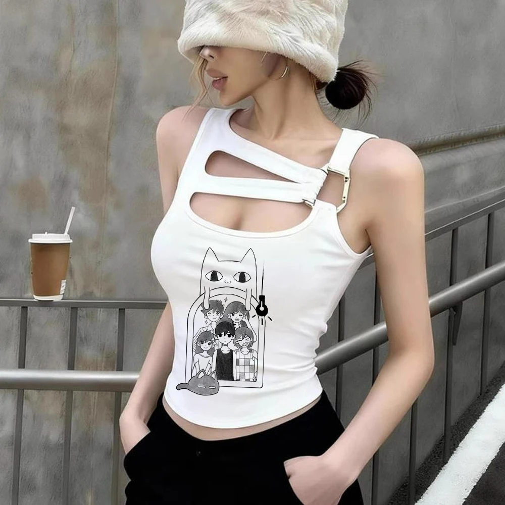 Omori crop top female 2000s baddie clearance sales manga top tees 2000s alternative  meme