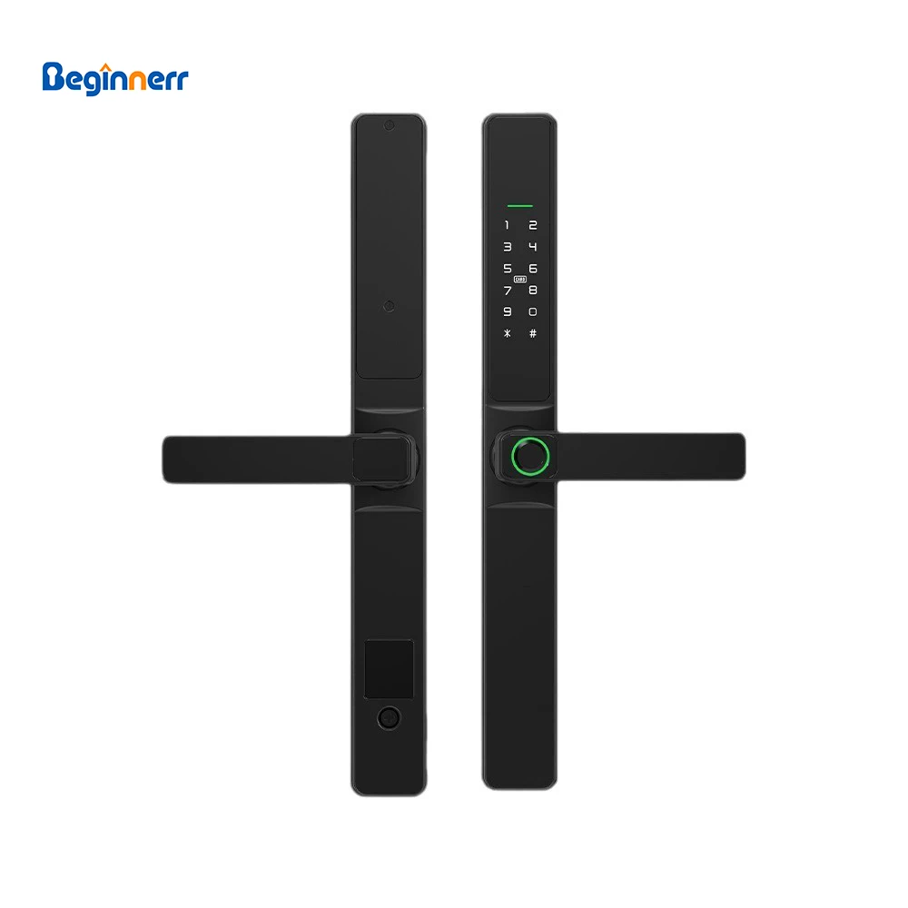 Beginnerr Outside TTlock TUYA Wifi Slim Grill Door Lock Big Handle Angle Fingerprint RFID Card Code 3592 Swing Smart Door Lock