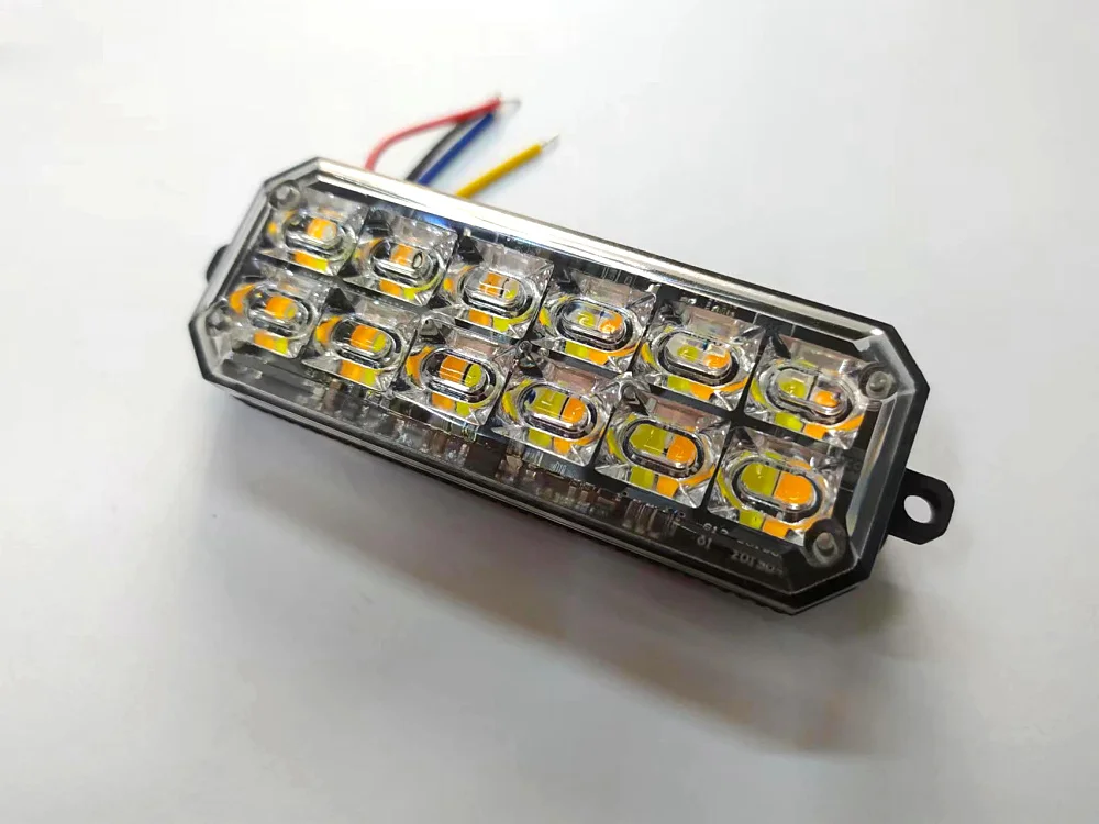 Faro estroboscópico de doble COLOR, luz de advertencia LED de montaje en superficie de coche, luces de emergencia de seguridad, lámpara de flash, resistente al agua IP68, 24LED x 3W