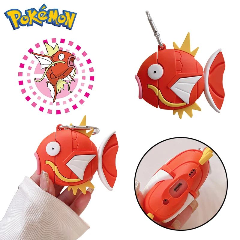 Pokemon Magikarp 3d Silicone Earphone Case for Airpods 1 2 3 Protective Cover for Airpods Pro Keychain Bluetooth Headset Case