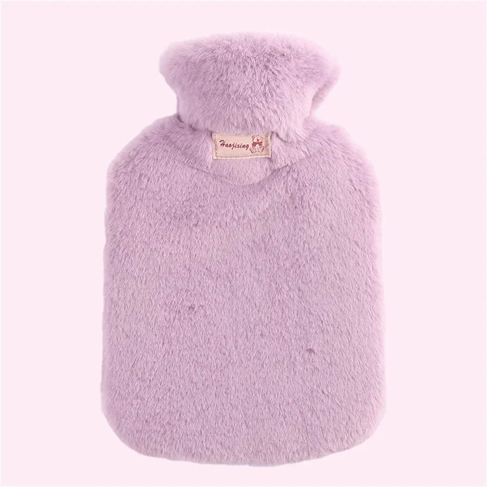 2L Hot Water Bag Protective Case Winter Removable Plush Cover Cold-proof Warm Faux Fur Fleece Cover Heat Preservation Covers