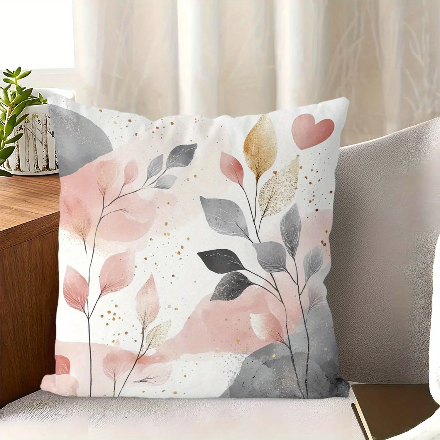 1PC Art Floral Tropical Geometric Design Pillow Cover for Sofa & Bed Decor (Pillow Insert Not Included)