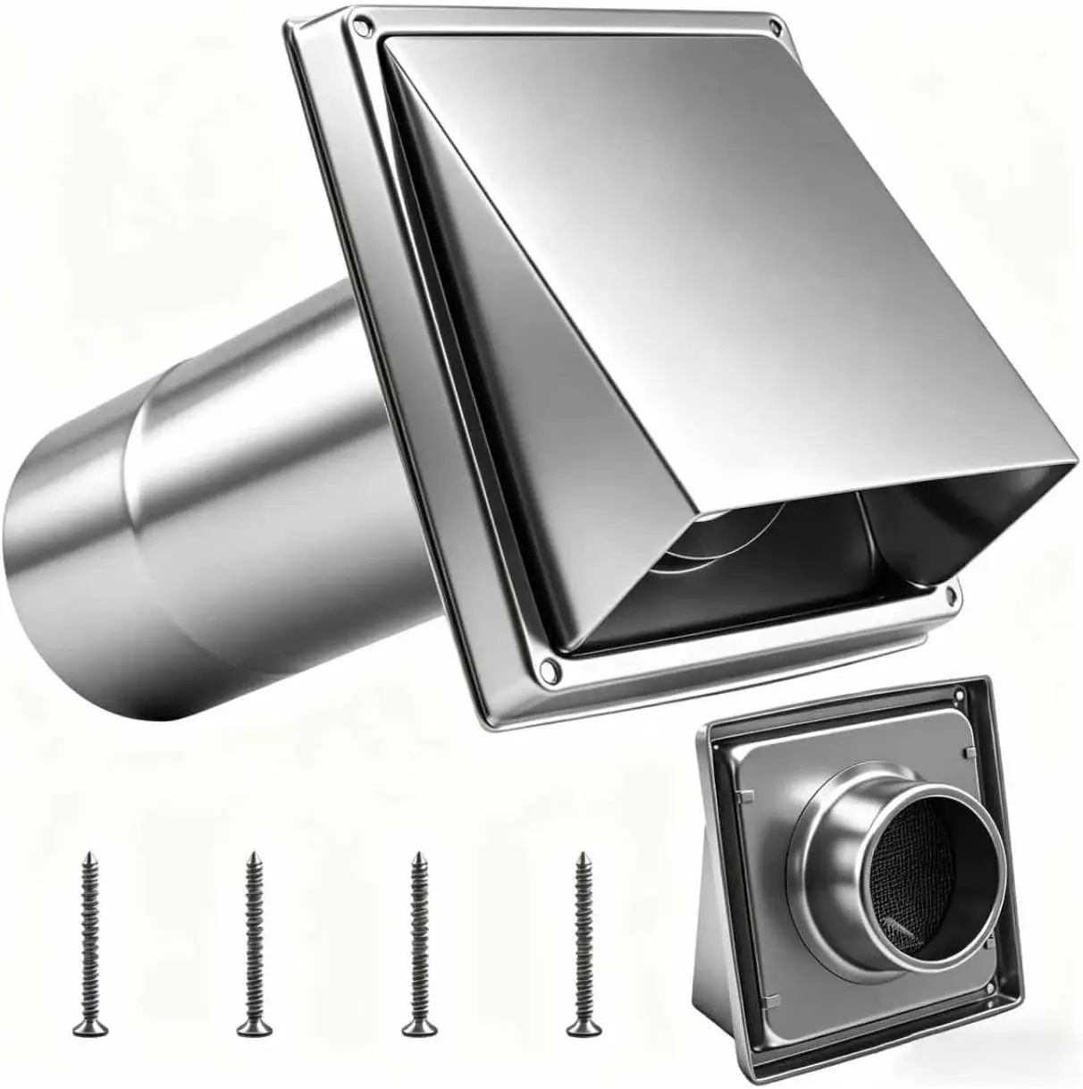 4 Inch/6 Inch Dryer Vent Cover, Stainless Steel Exhaust Cap with Removable Extended Pipe