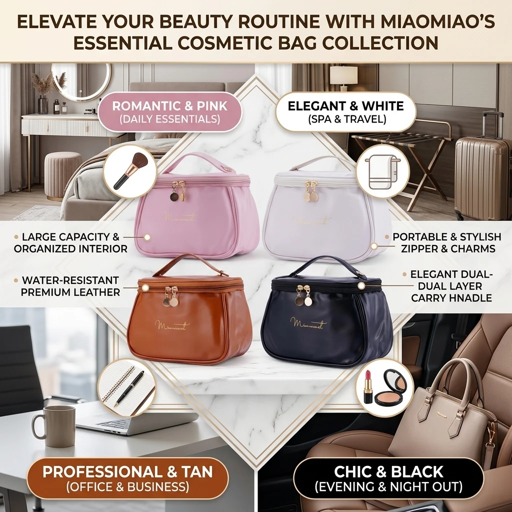 New PU Leather Cosmetic Bag For Women Multi-Functional Portable Travel Storage Makeup Case Female Toiletry Kit Bag