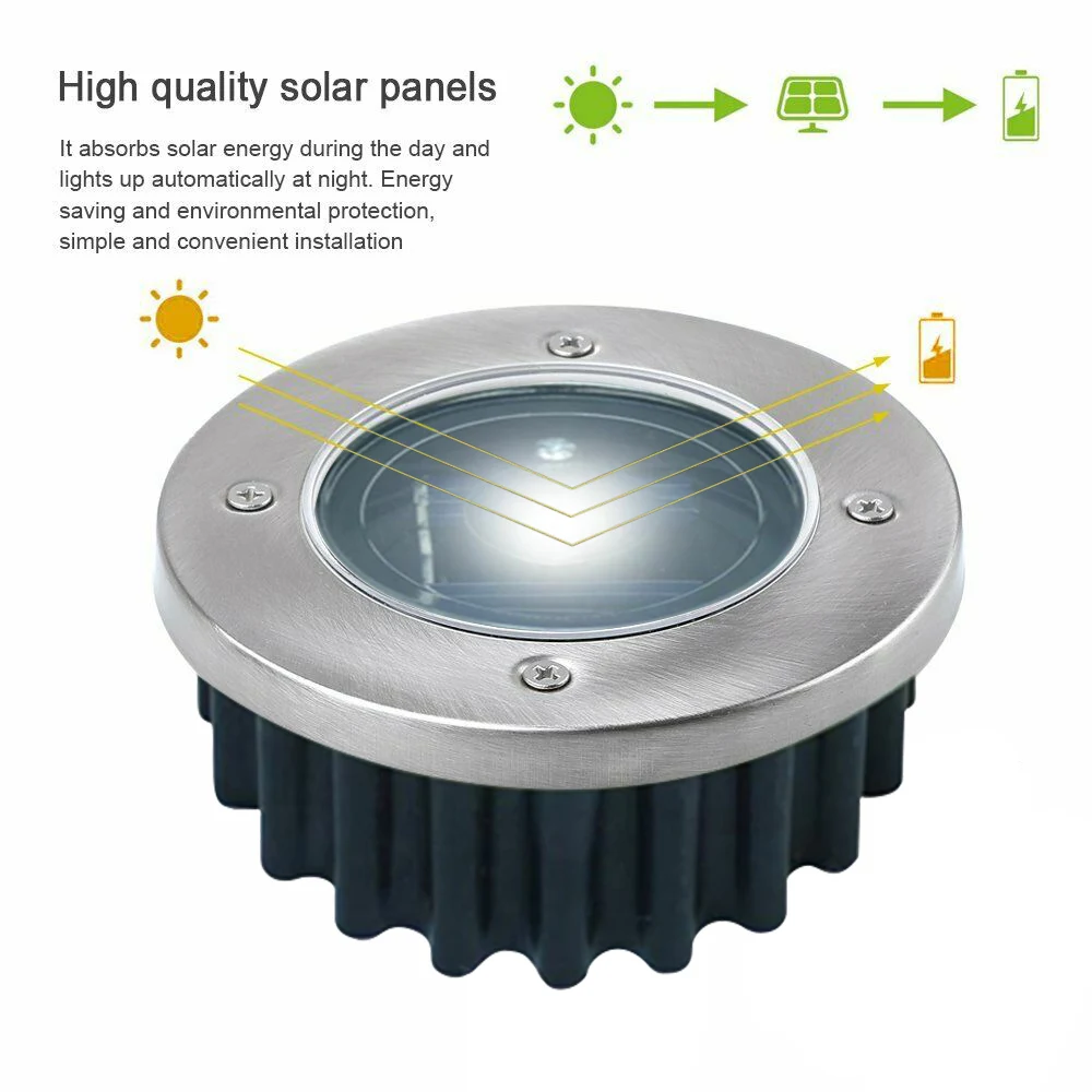 1Pcs Solar Power Disk Light Outdoor Garden Solar Underground Light Deck Light Spotlight Buried Solar Led Lamp Garden Decoration