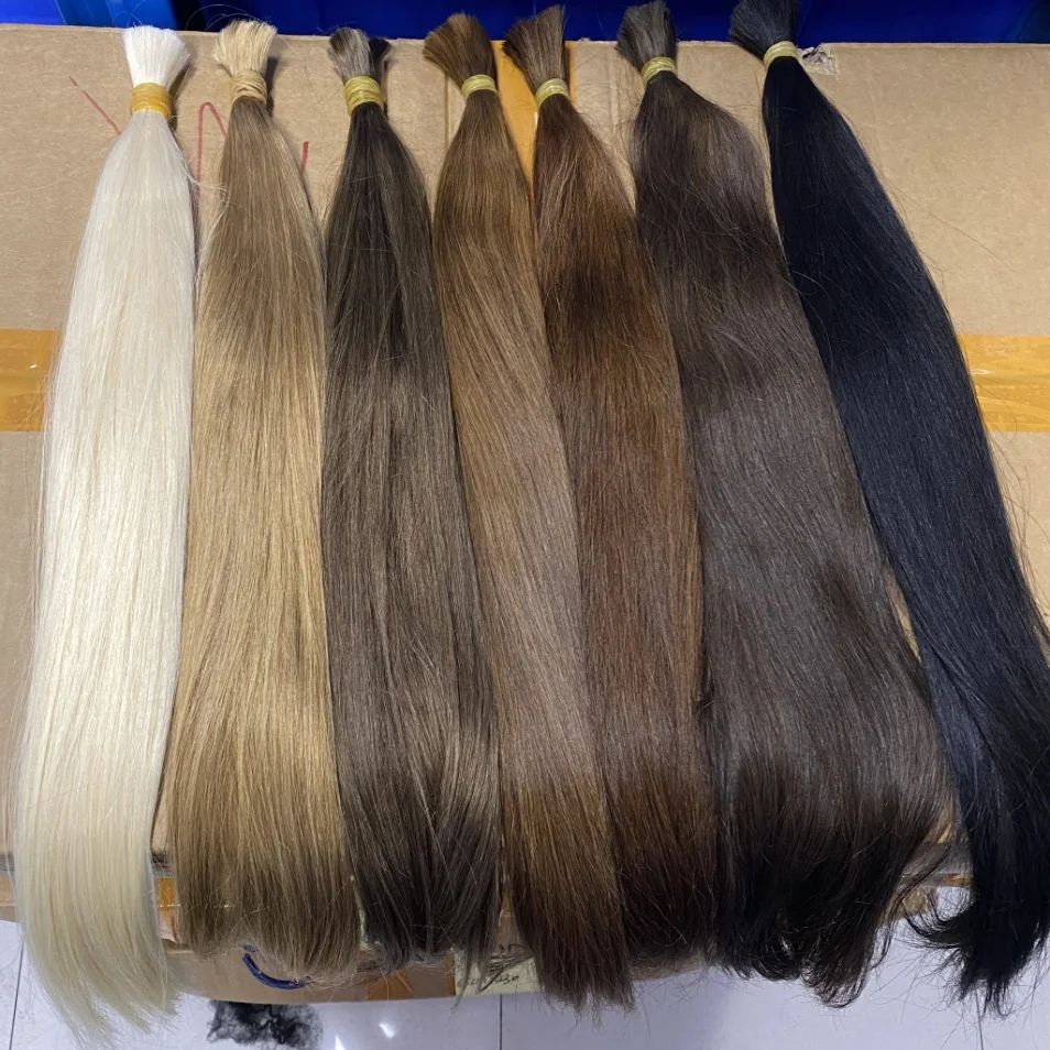 Cabello a granel 100% real, hecho a máquina, Remy virgen, lacio, 18-30 pulgadas, 100g, rubio natural, sin cinta 4