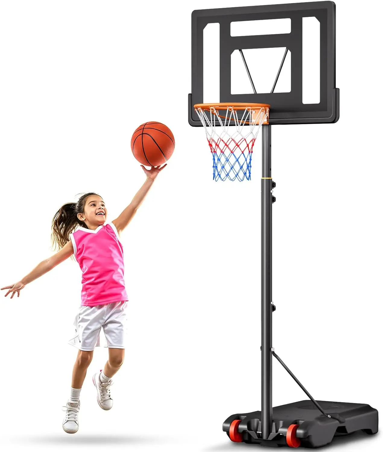 

Регулируемый детский баскетбольный щит, высота 5-7 футов, портативный, для игр на заднем дворе, на подъездной дорожке, в помещении, с небьющейся доской.