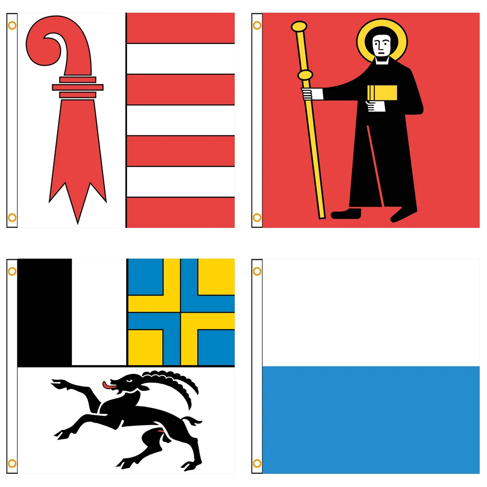 3x5 Ft Glarus Grisons Jura Lucerne Flag Vivid Color a Cantons of the Swiss Confederation Flags Polyester with Brass Grommets