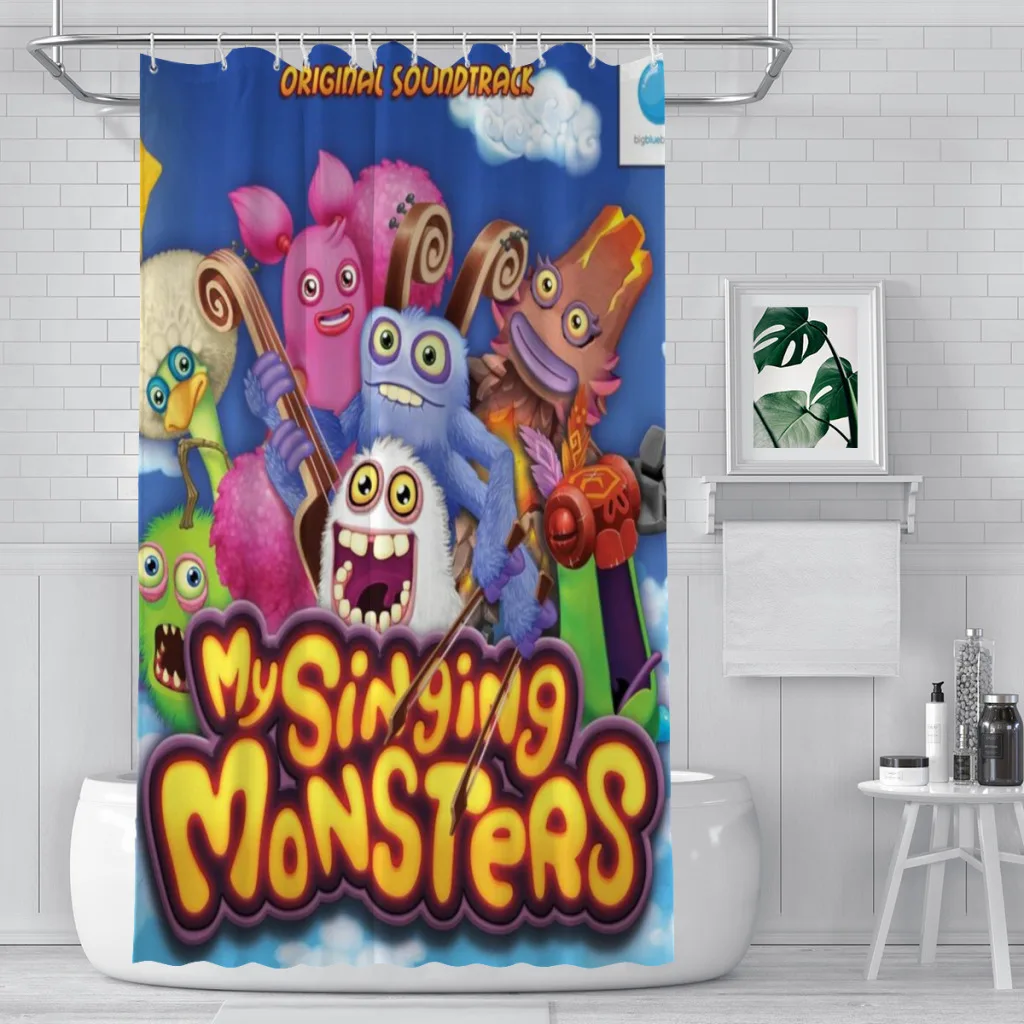 Modern 3D Printing My Singing Monsters Shower Curtain Landscape Bath Curtain With Hooks for Bathroom waterproof scenery