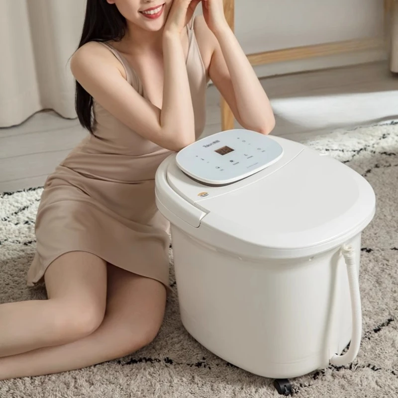 حمام سبا أوتوماتيكي ساخن للقدمين، مدلك كهربائي بدرجة حرارة ثابتة مع فقاعات ركوب الأمواج، أنبوب تصريف، وظيفة الذاكرة، ضوء LED #1