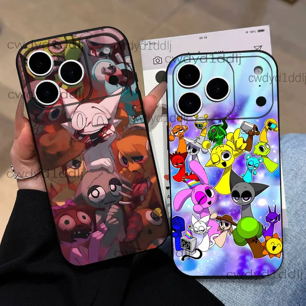 

S-Sprunki Cartoon Phone Case For iPhone 17,16,15,11,12,14,13 Pro Max Mini XS,XR,7 Plus 16E Air Shockproof Soft Cover