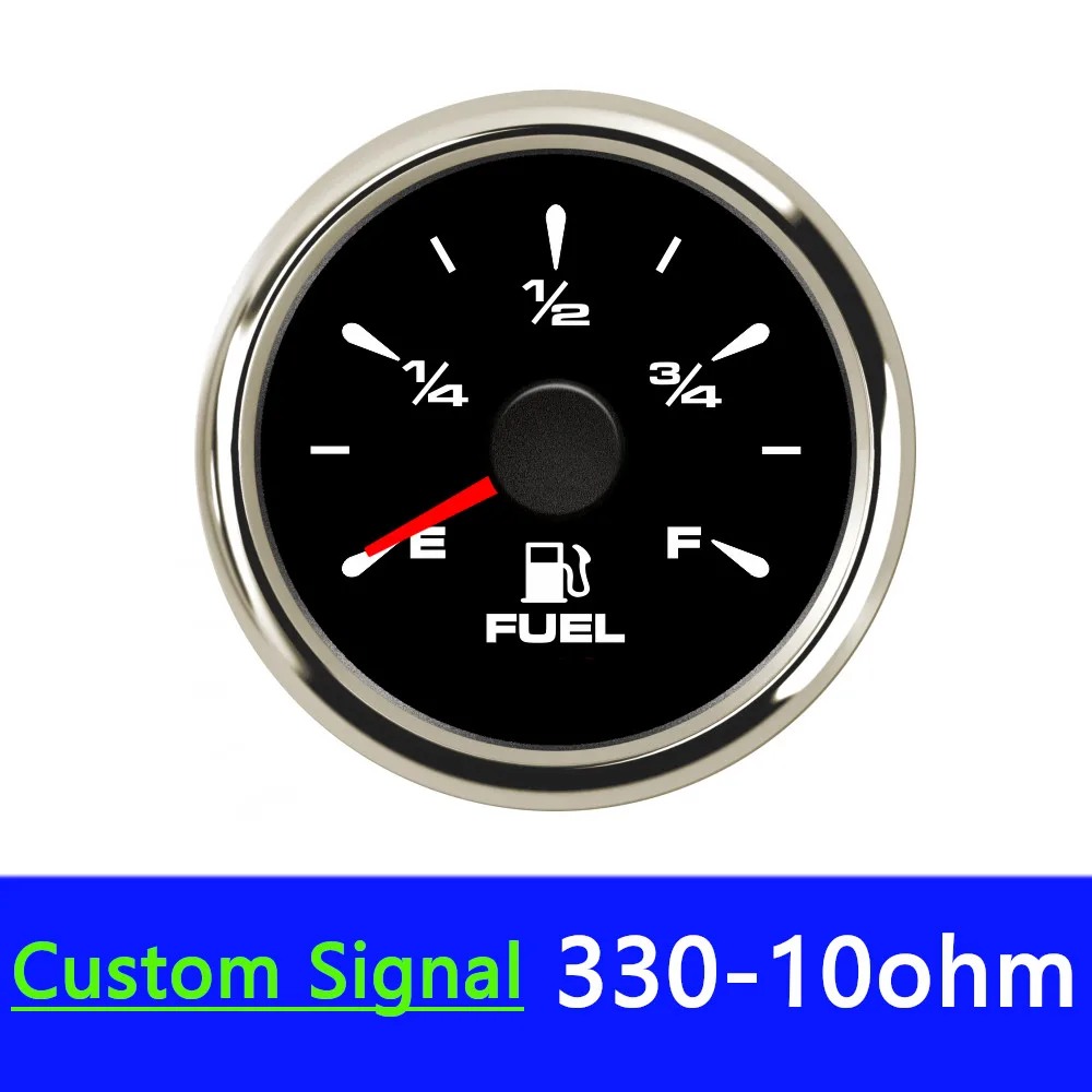 Kundenspezifisches Signal 73-10 Ohm 330-10 Ohm 0–190 Ohm 240–33 Ohm 52 mm Kraftstoffstandsanzeige Marine Auto Kraftstoffstandsanzeige 7 Farben Hintergrundbeleuchtung