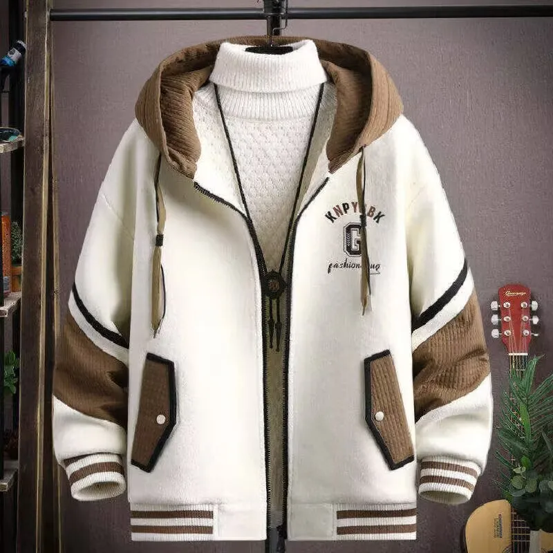 

Teens Baseball Jacket Fleece Lined Thickened Jacket for High School Boys Stylish Varsity Coat Warm Jacket for Teenagers