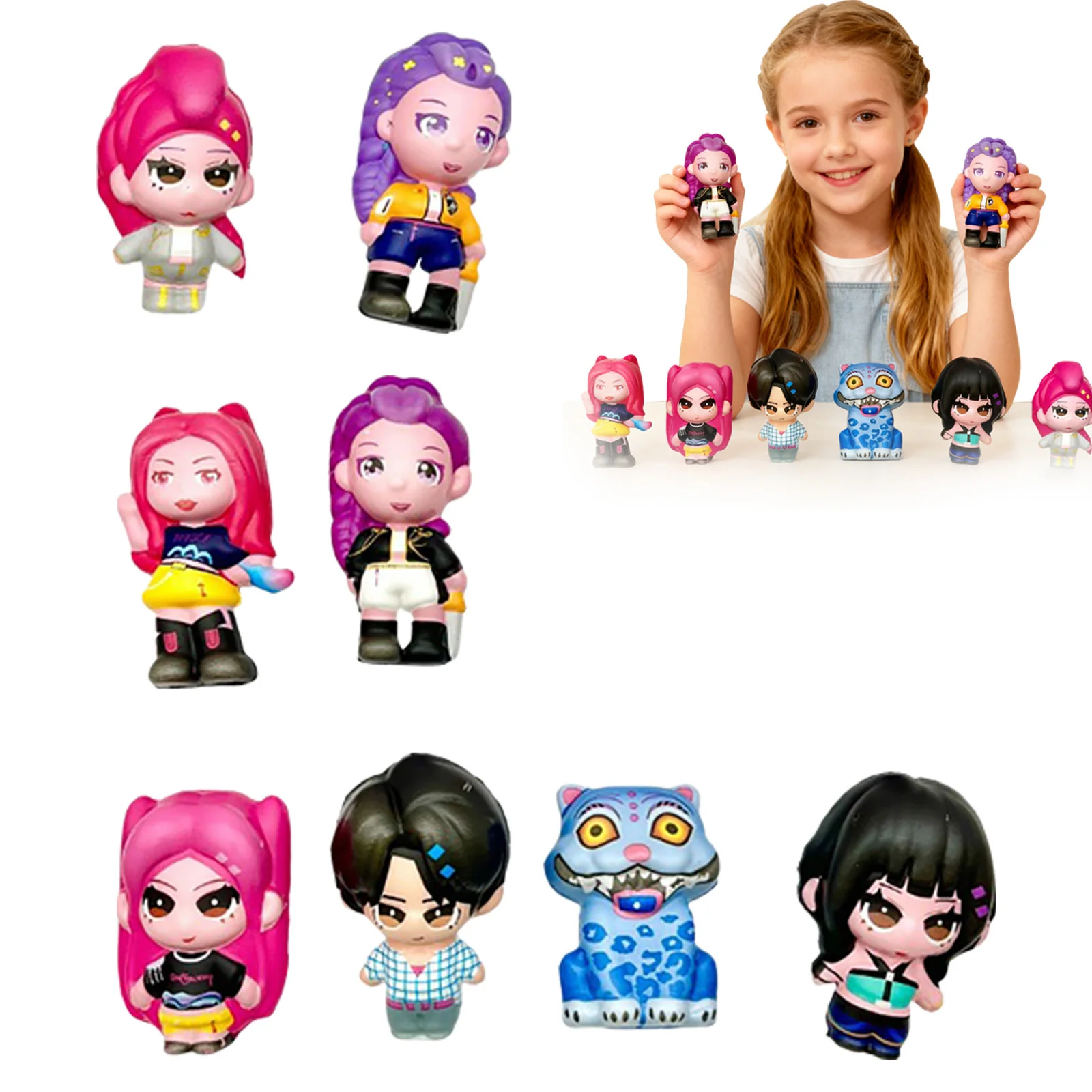 

Kpop Demon Hunter Witch Slow Rise Squishy Toys 8 шт. Мини-размер набор для снятия стресса для детей и взрослых милая коллекция аниме-фигурок