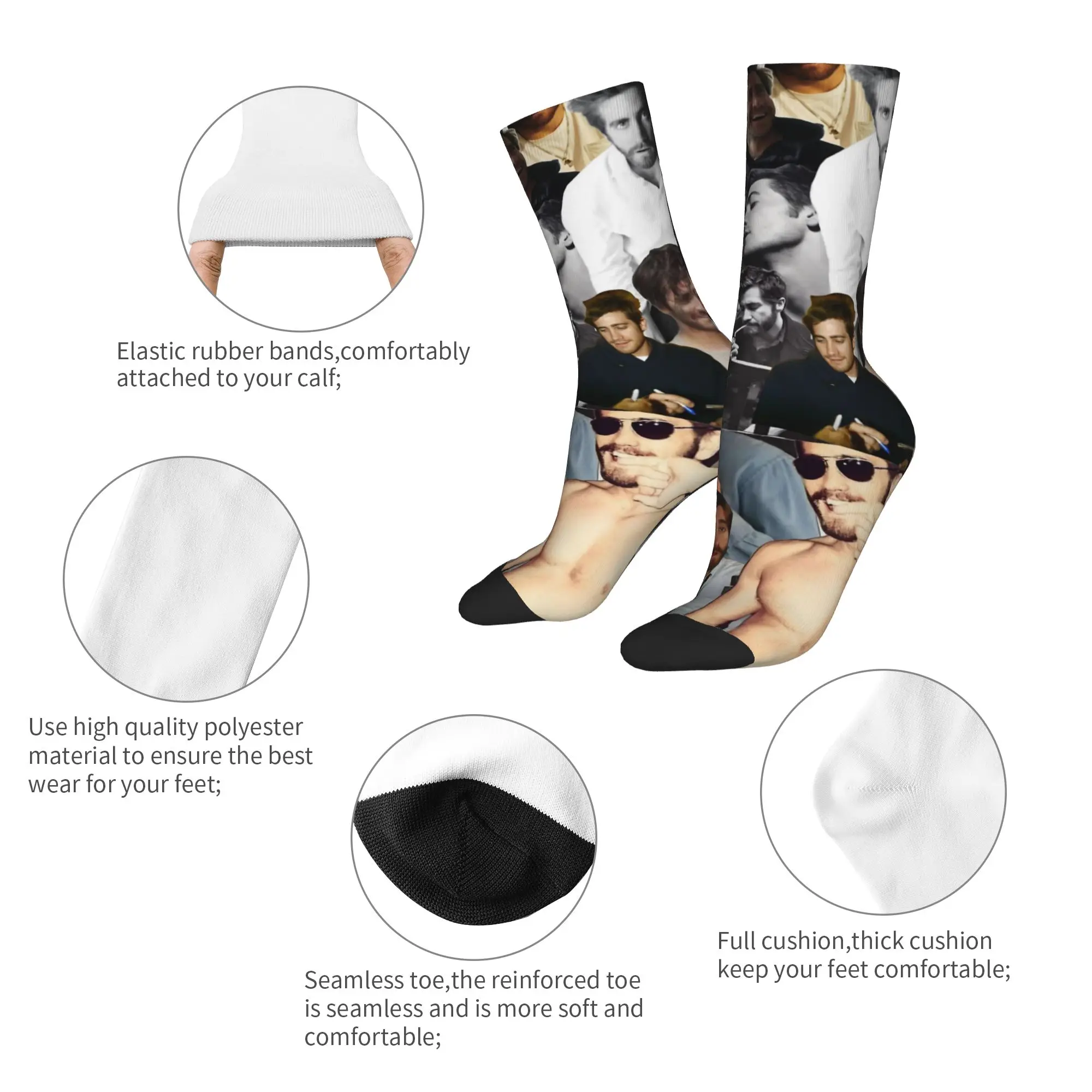 Jake Gyllenhaal Actor Socks Men Women Polyester Casual  Socks Hip Hop Spring Summer Autumn Winter Middle Tube Stockings Gift
