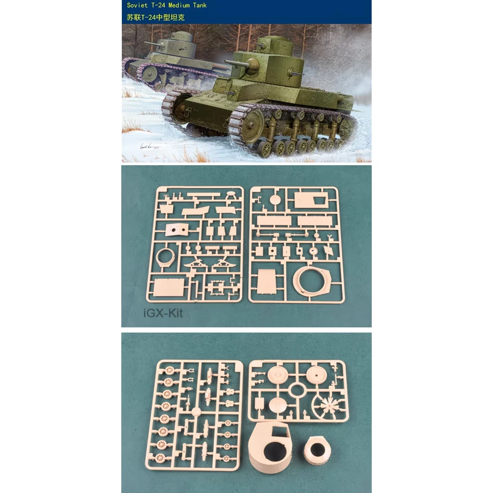 Hobbyboss 82493 1:35 Scale Soviet T24 T-24 Medium Tank Vehicle Plastic Model Assembly Kit Hobby Craft Building Making