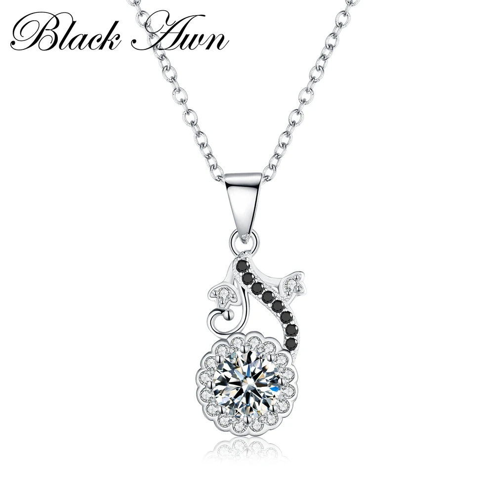 Black Awn Hot Sale Fashion Lucky Trendy Genuine 100% 925 Sterling Silver Necklaces Pendants Jewelry Necklace Women Bijoux P143