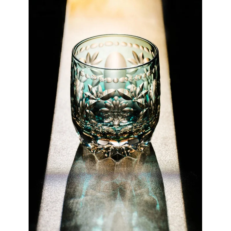 Pompon Edo Kiriko Crystal Whiskey Glasses Carved Flower Ball Japanese Style Hand Cut Crystal Glass Brandy Cup Dropshipping
