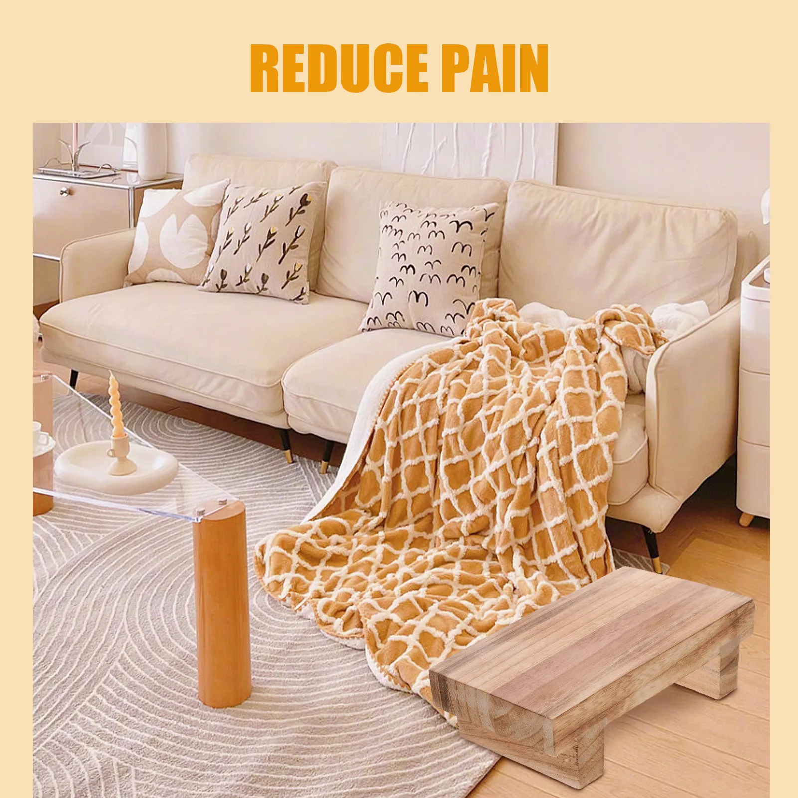 Reposapiés de Madera Pequeño, Taburete Ergonómico para Personas Mayores, Reposapiés para Oficina, Hogar, Sala de Estar, para una Mejor Postura