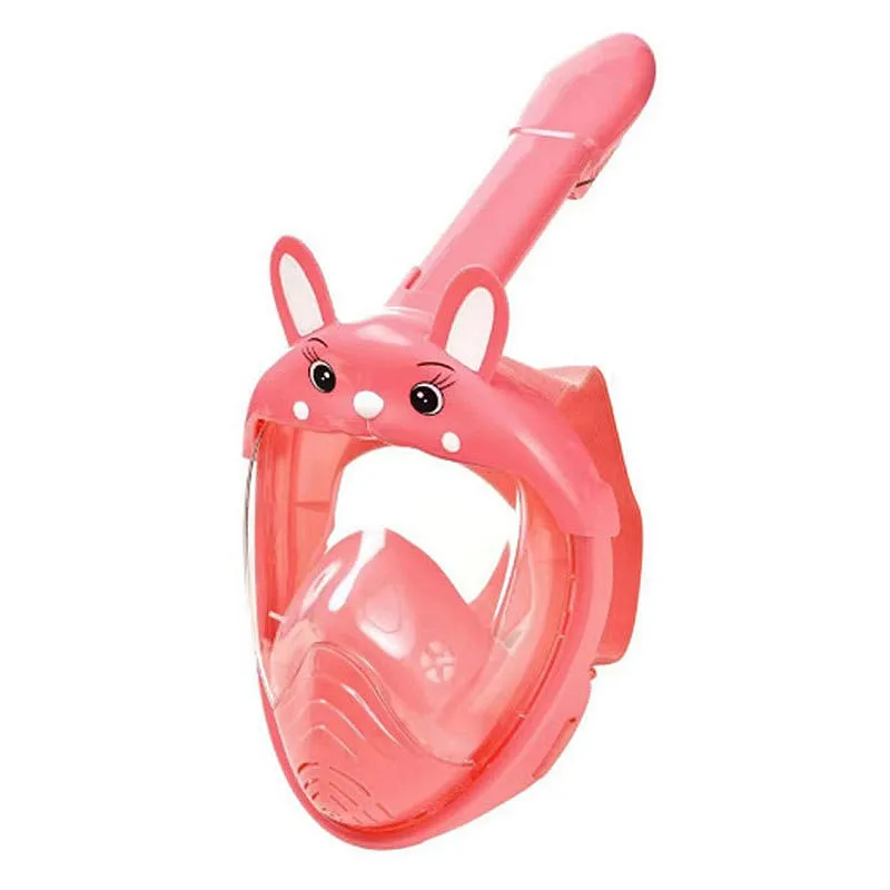 Cartoon Rabbit Ear Kids Snorkel Mask Anti-Fog Silicone Dry Top Diving Full Face view 5