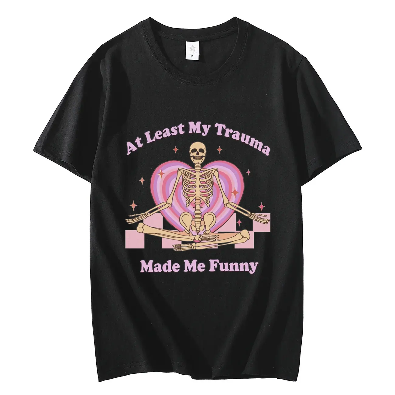 At Least My Trauma Made Me Funny T-shirt Harajuku Y2k Fashion Short Sleeve T-shirts Men Women Casual Pure Cotton Loose T Shirts