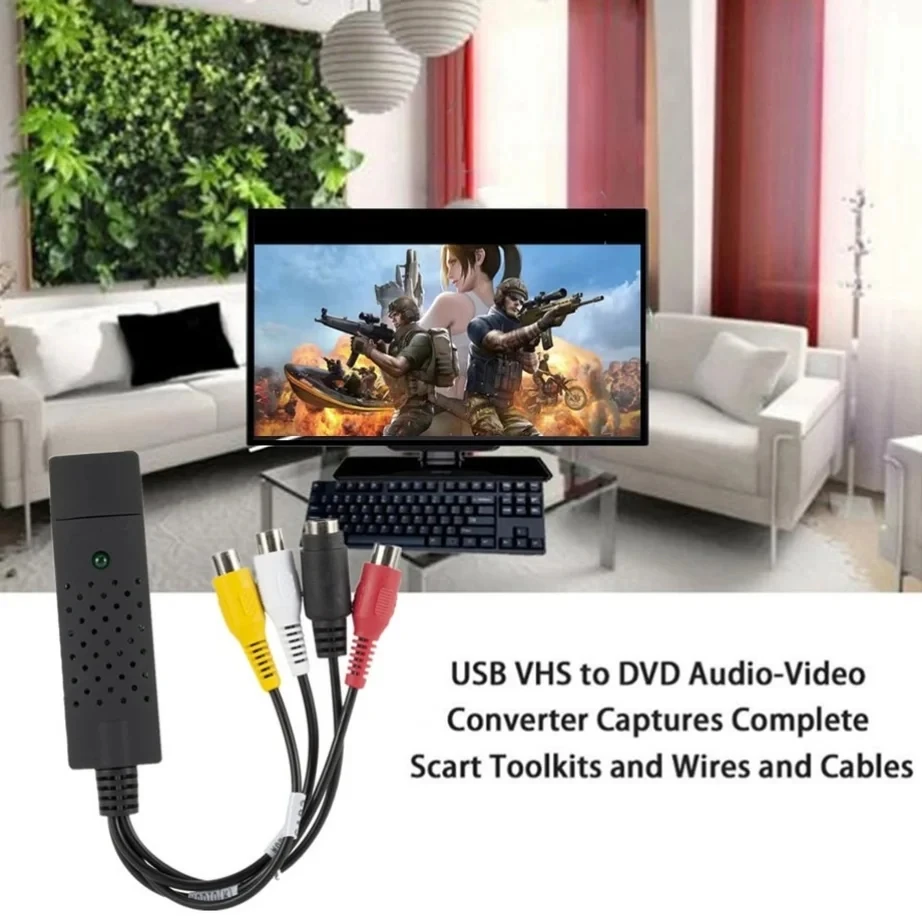 USB Audio Video Capture Card Adapter with USB cable USB 2.0 to RCA Video Capture Converter For TV DVD VHS Capture Device