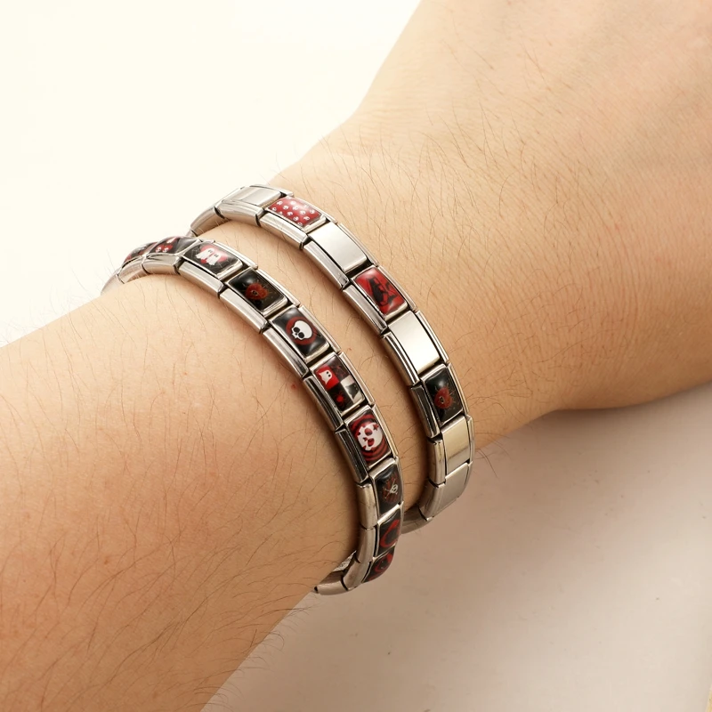 Neue Mode Halloween Schwarz-Rot Charm-Armband Italienische Charm-Glieder Passend für 9mm Armband Edelstahl DIY Schmuck Großhandel – Detail 5