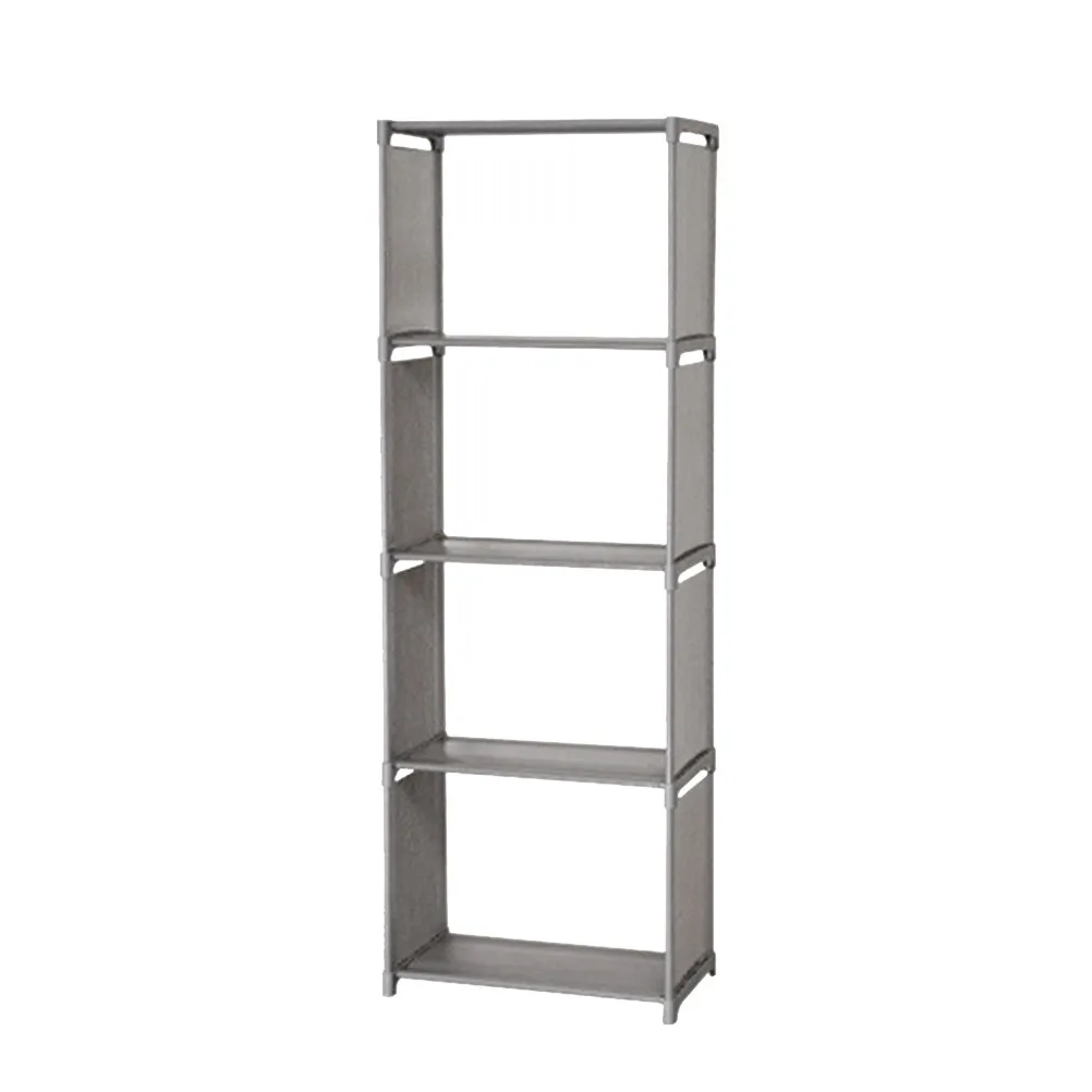 

Five-Story Storage Rack Organizer Silver Gray PP Non-Woven Fabric Bookshelf Shelf Standing Book Display Rack Living Room Kitchen