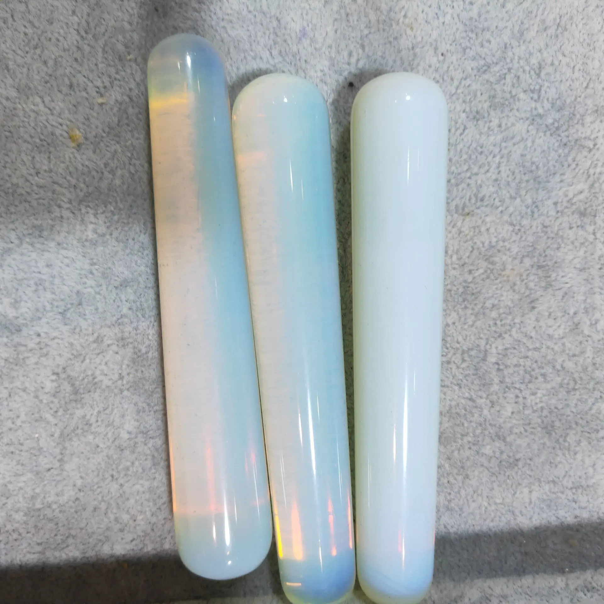 Natural White Quartz Stone Healing Crystal Opal Massage Wands Stick Anti Age Tool