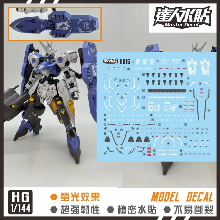 Master Decal H016 for HG 1/144 Kimaris Vidar IBO Model Building Tools Hobby DIY Fluorescent Stickers