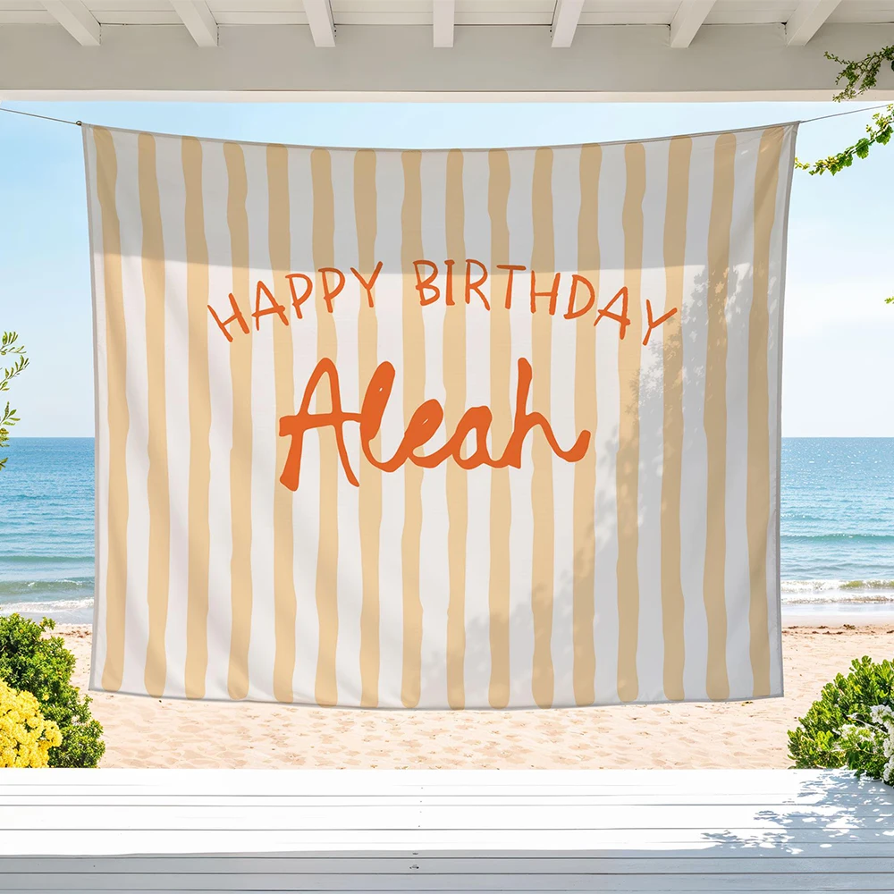 Personalized Custom Birthday Tapestry, Custom Name Party Backdrop, Boho Strip Banner, Fabric Wall Art