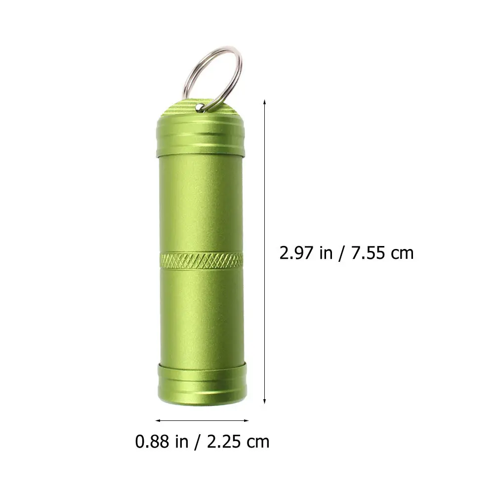 1Pcs Premium Aluminum Alloy Waterproof Pill Container Compact Keychain Holder for Pills Oral Liquid Alcohol Cotton Balls