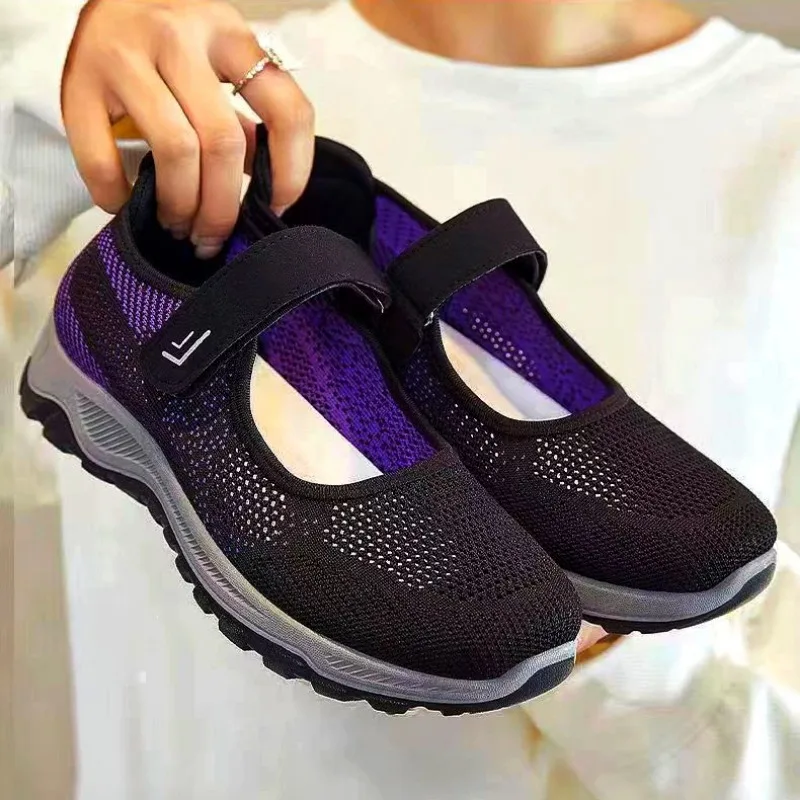 Mesh Damenschuhe Sommer neue flache Mund atmungsaktive weiche Sohle Sportschuhe rutsch feste verschleiß feste Einzels chuhe