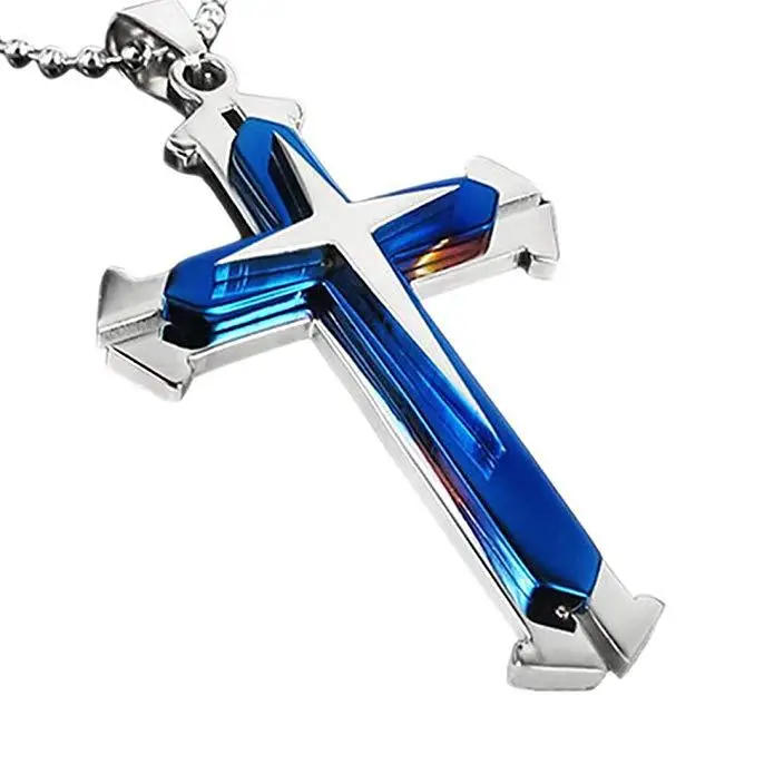 

New niche fashion multi layer cross pendant star three layer personalized creative necklace accessories for both men and women