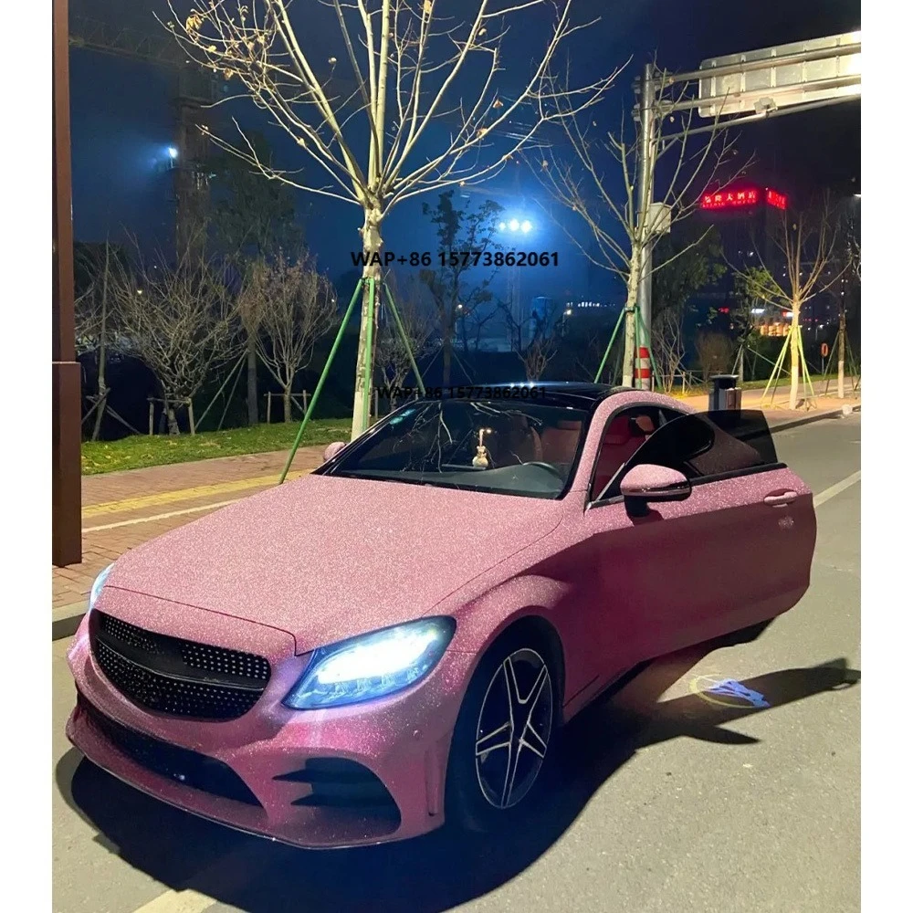

Air Bubble Free Removable Car Glitter Diamond Vinyl Wrap Pink for Car Boby Car Stickers 1.22*18M