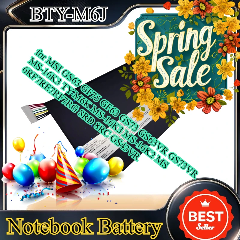 

Аккумулятор для ноутбуков MSI GS63 GF75 GF63 GS73 GS63VR GS73VR MS-16K3 TY-M6K MS-16K3 MS-16K2 MS 6RF7RE7RF7RG 8RD 8RC GS43VR (аналог BTY-M6J)