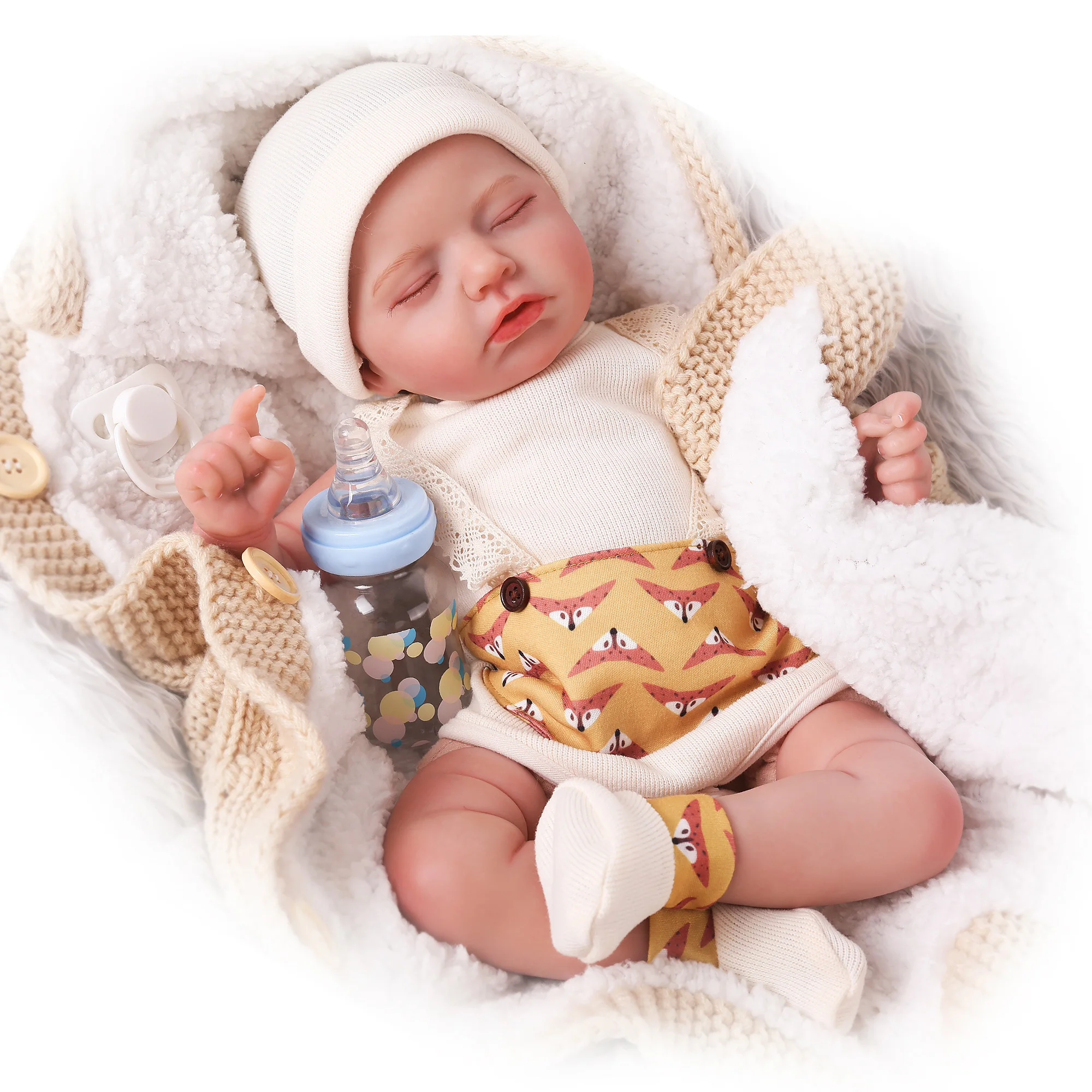 Reborn Baby Dolls Closed Eyes - 20 inches Realistic Newborn Soft Vinyl Baby Dolls Toy for Kids Age 3