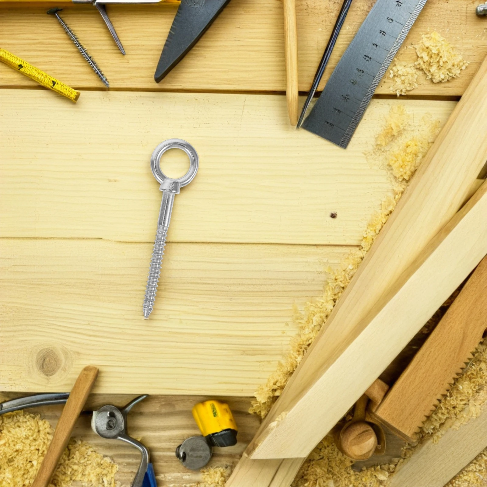 5 Pcs Stainless Steel Rings Hammock Ceiling Hooks Self-tapping Screw Eye Screws