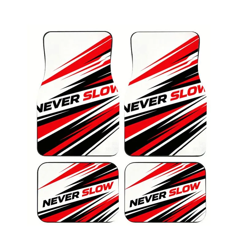 

NEVER SLOW Racing Style Car Floor Mats 4Pcs Universal Non-slip Auto Foot Carpet
