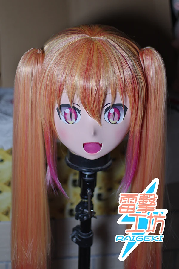 (LJ-070) Customize Character Female/Girl Resin Kig Full Head With Lock Anime Cosplay Japanese Anime Kigurumi Mask