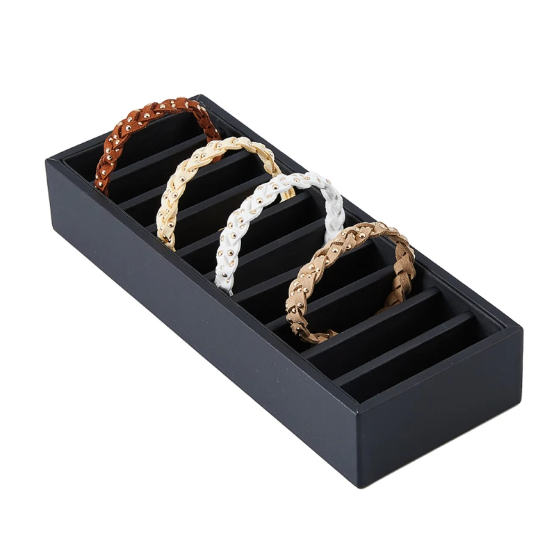 10-Slot Bangle Trays Leather Bracelet Organizer Trays Rectangle Display Jewelry Trays Covered Jewelry Display Box without Lid