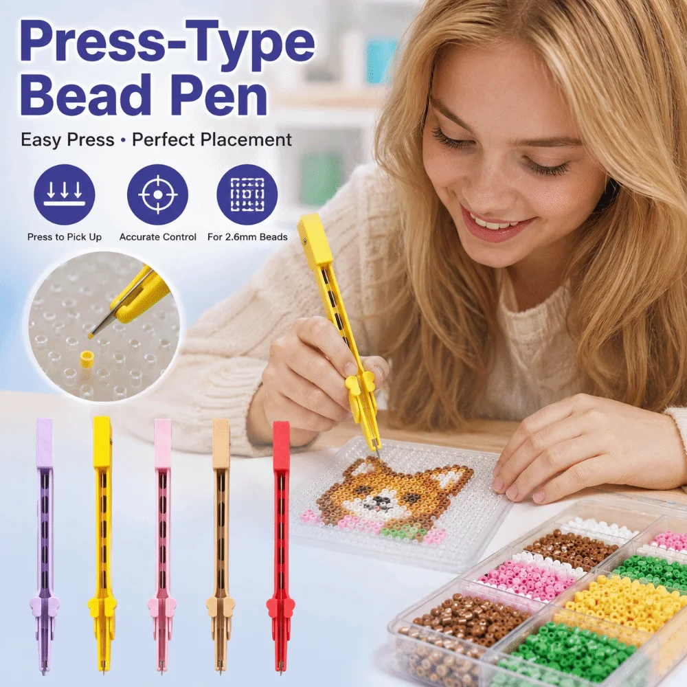 Stylo à perles portable et rétractable, efficace et anti-blocage, type pression, 2,6 mm, outil de placement de perles rapide pour artisanat fait main