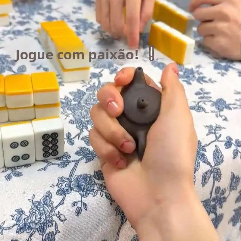 ミニ紫粘土ティーポット-ポーカーゲームの勝者用小さな装飾品-中国風手作り木彫り-フライングブルーバレー-ブランド
