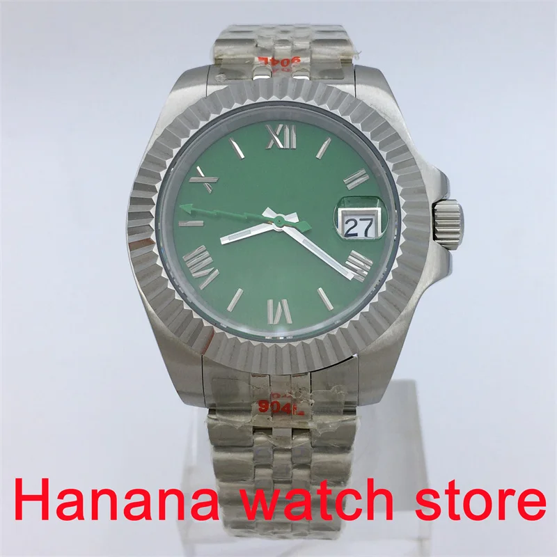 BLIGER 40 มม.สีขาวสีดํา dial นาฬิกาผู้ชาย NH35 การเคลื่อนไหวอัตโนมัติ Sapphire Glass สแตนเลสสตีลสร้อยข้อมือ