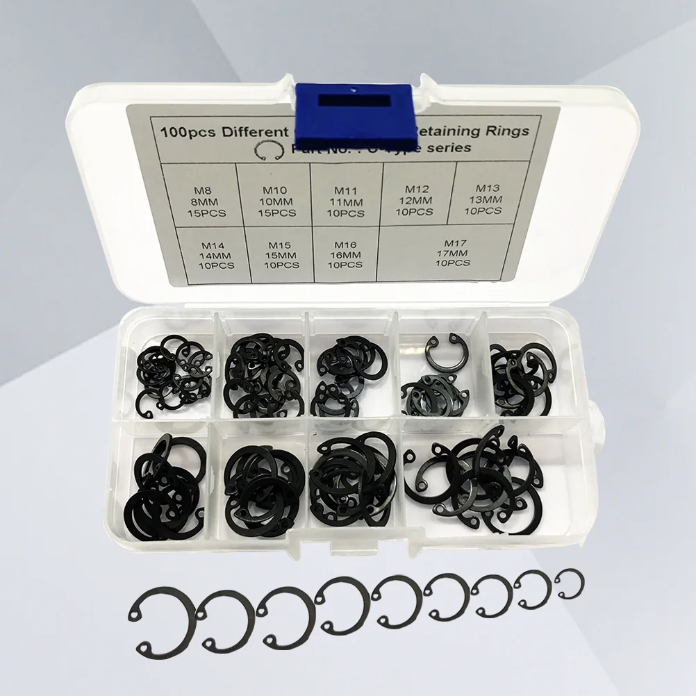 

15pcs Spring Steel Circlip Kit 65Mn Carbon Steel Retaining Rings For Automotive Industrial Machinery Black Oxide Snap Ring