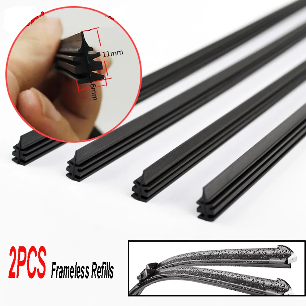 2Pcs/lot Universal Auto Vehicle Insert Soft Rubber Strip Refill For Frameless Wiper Blades 6mm 26