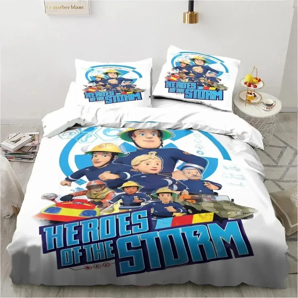 Luxury New 3D Print Cartoon Fireman Sam Toys Bedding Set Duvet Cover Bed Set Quilt Cover Pillowcase Queen Boys Adult Bedding Set