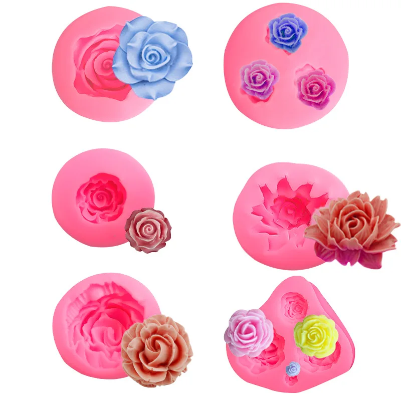 1PC 3D Schöne Rosen Silikon Form DIY Schokolade Kuchen Dekorieren Werkzeuge Fondant Hochzeit Kuchen Dekoration Blumen Seife Form