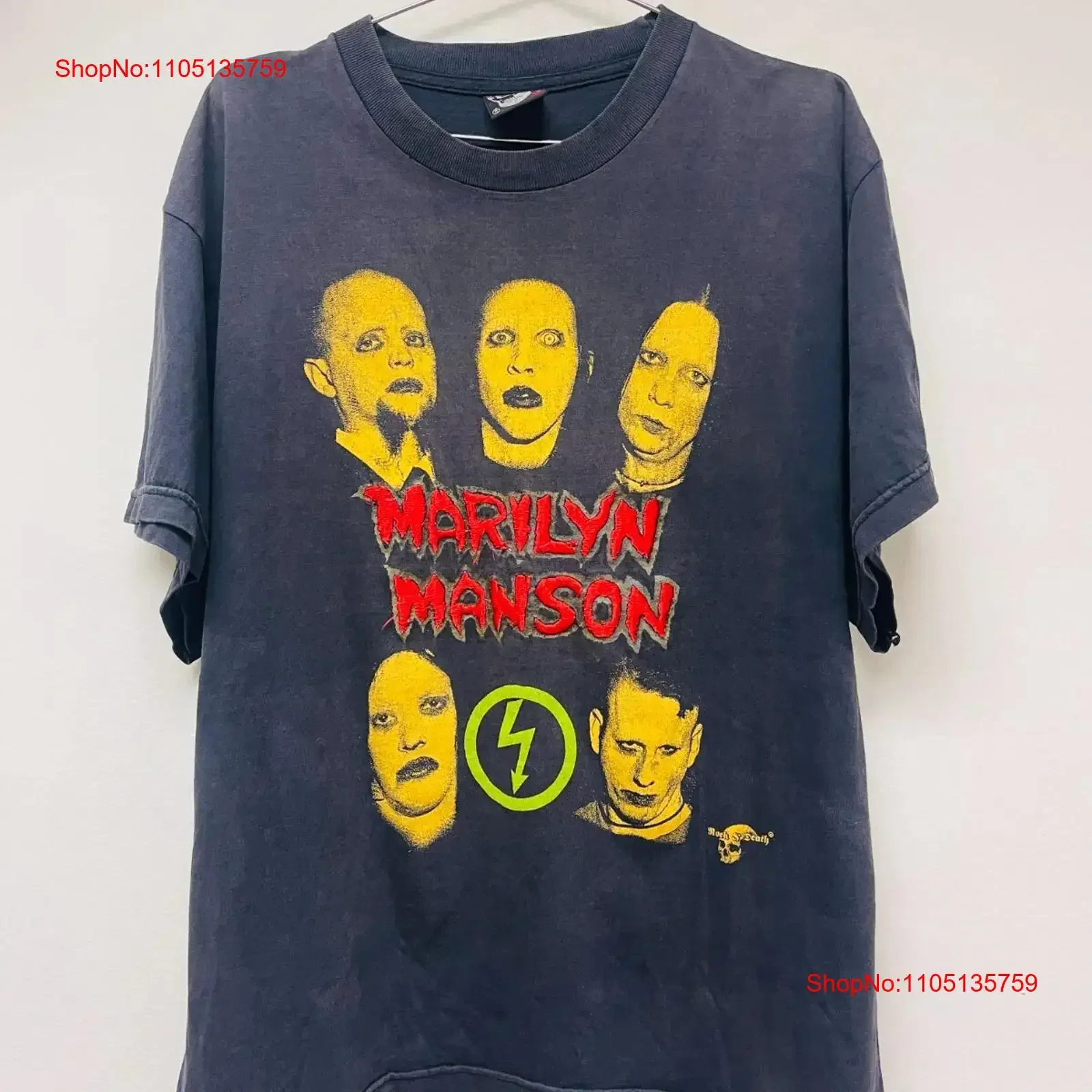 تي شيرت مارلين مانسون الكلاسيكي 1990s Rock Death XL 90s VTG طباعة نادرة عتيقة ملابس الشارع الشهير متعددة الاستخدامات قابلة للتنفس أنيقة