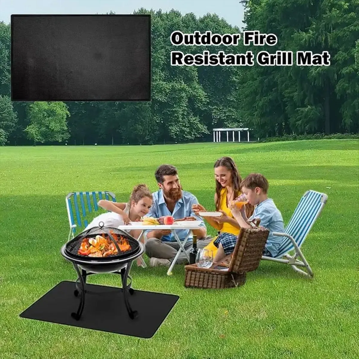 A45I Fire Grill Mat BBQ Grill Mat Folding Oil-Proof Grill Floor Pads Fireproof Floor Mat Fire Pit Mat for Deck A